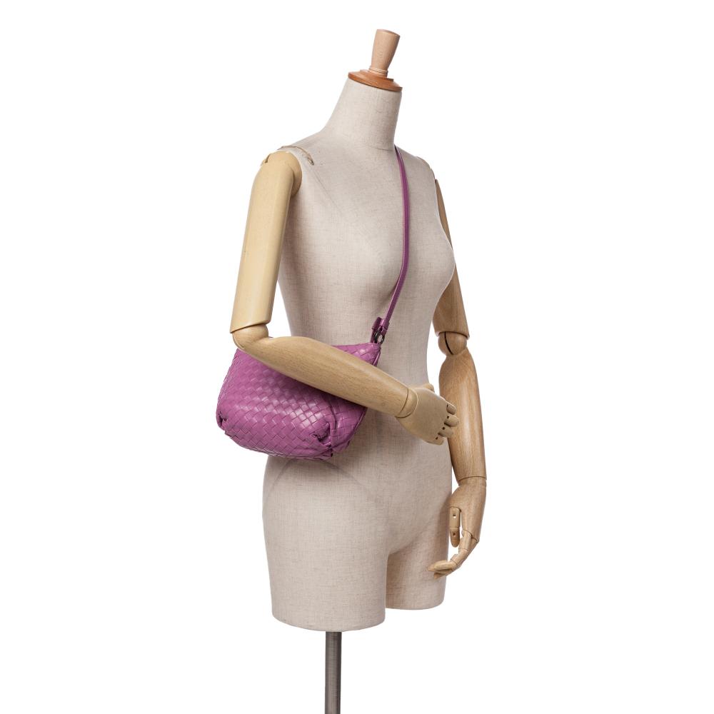 Bottega Veneta B Bottega Veneta Purple Nappa Leather Leather Nappa Intrecciato Crossbody Italy