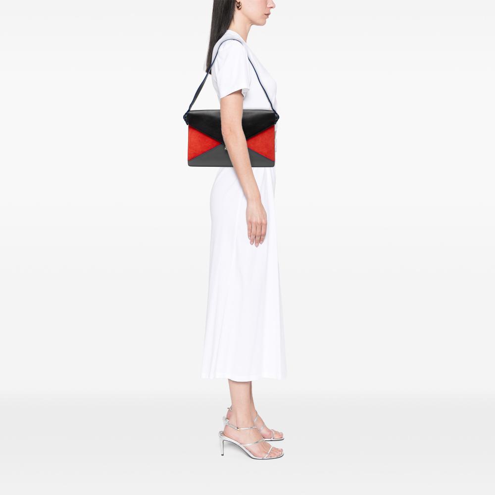 Celine B Celine Black with Multi Calf Leather Tricolor skin and Suede Diamond Shoulder Bag Italy