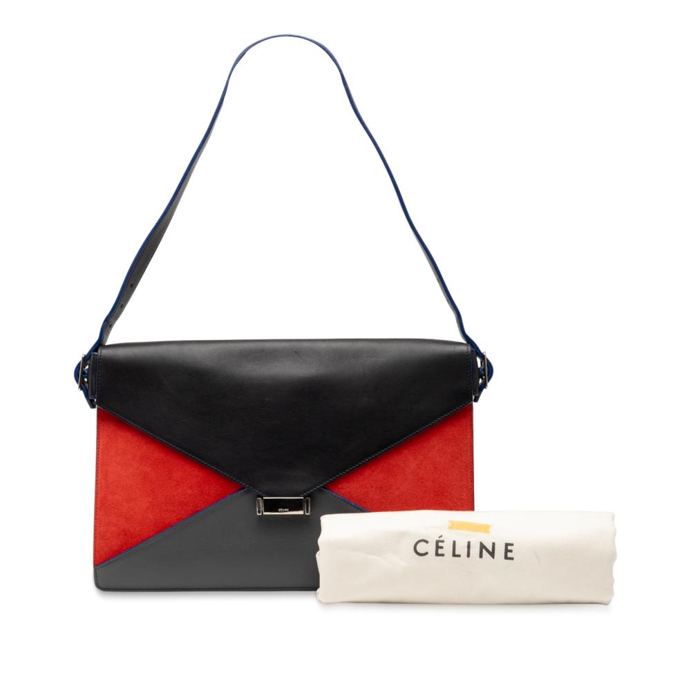 Celine B Celine Black with Multi Calf Leather Tricolor skin and Suede Diamond Shoulder Bag Italy
