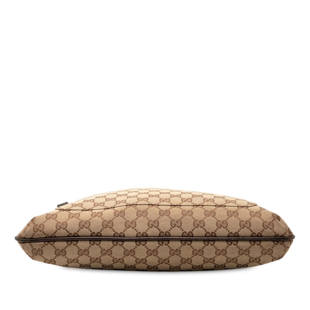 Gucci B Gucci Brown Beige Canvas Fabric GG Crossbody Italy