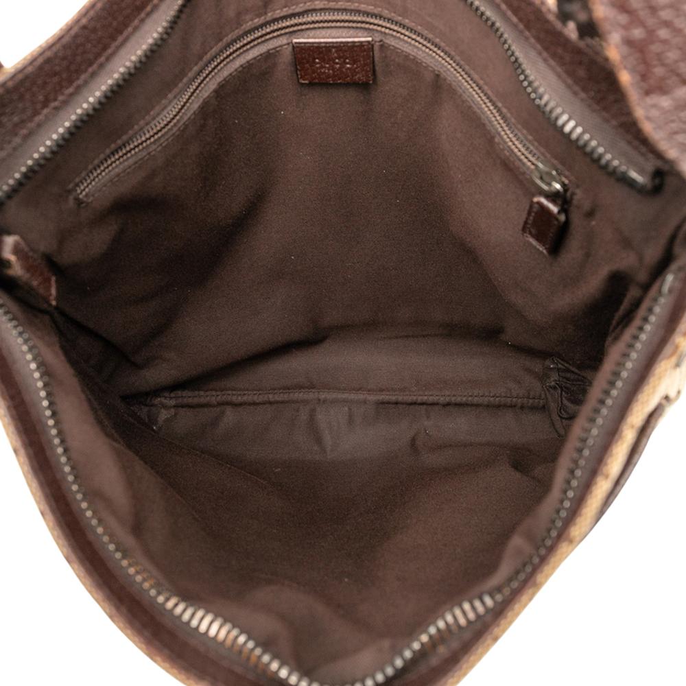 Gucci B Gucci Brown Beige Canvas Fabric GG Crossbody Italy