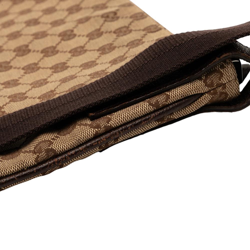 Gucci B Gucci Brown Beige Canvas Fabric GG Crossbody Italy