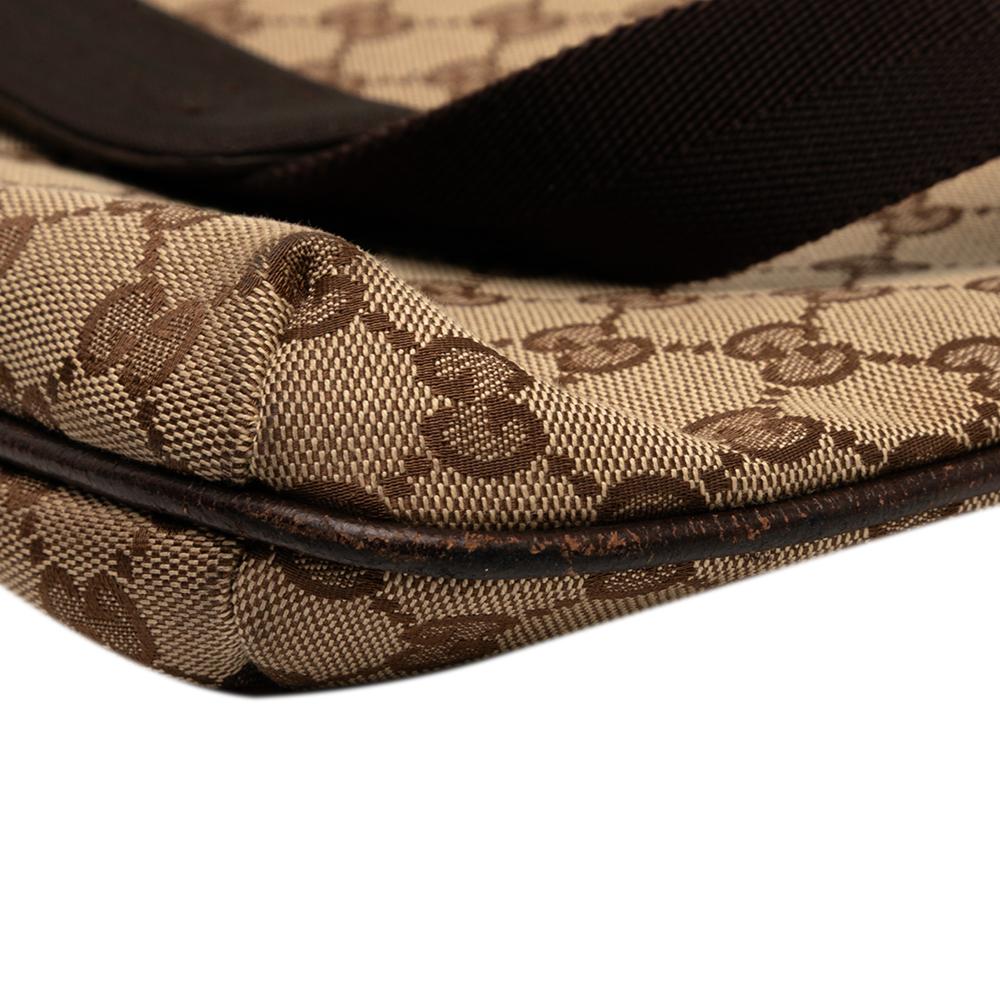 Gucci B Gucci Brown Beige Canvas Fabric GG Crossbody Italy