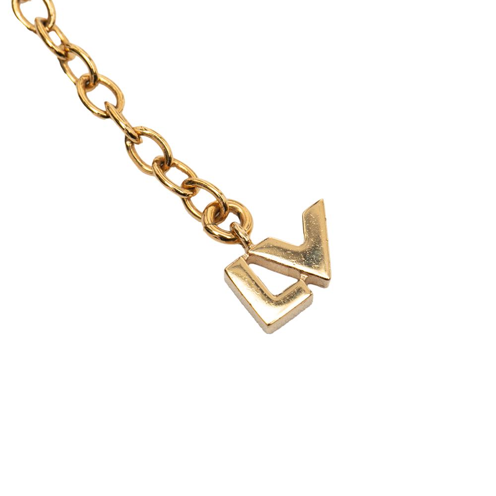 Louis Vuitton B Louis Vuitton Gold Gold Plated Metal Rhinestones Love Letters Necklace Italy