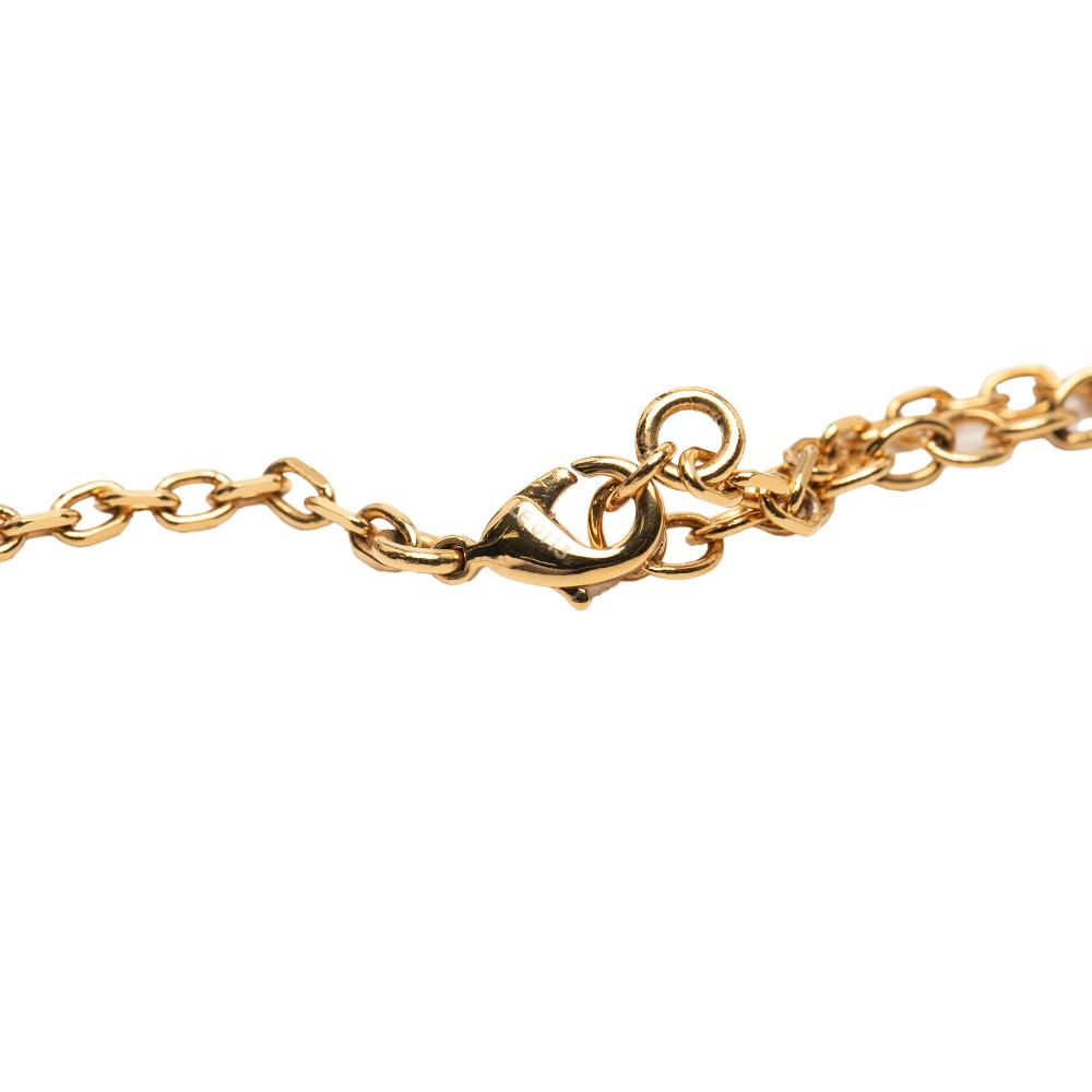 Louis Vuitton B Louis Vuitton Gold Gold Plated Metal Rhinestones Love Letters Necklace Italy