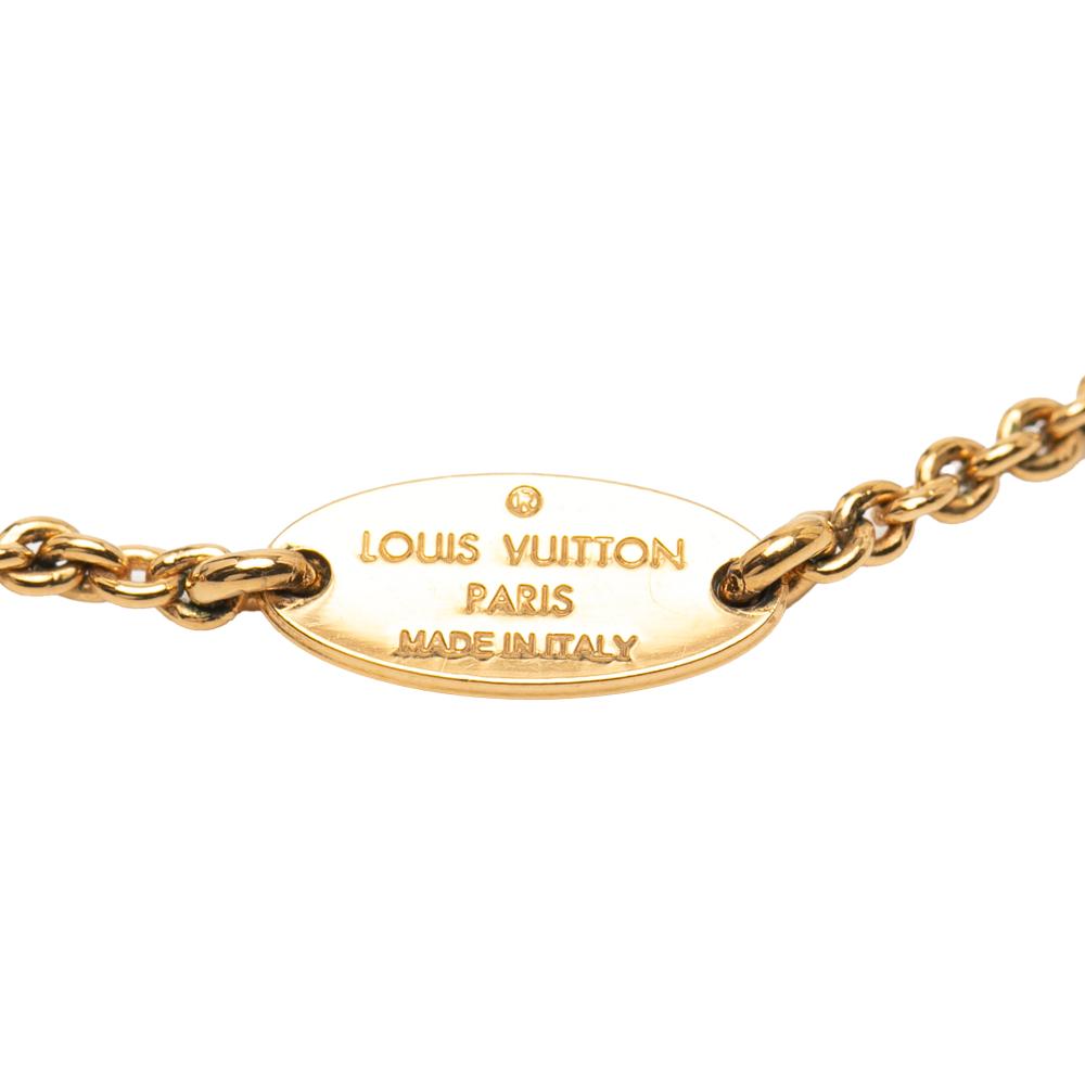 Louis Vuitton AB Louis Vuitton Gold Gold Plated Metal Essential V Necklace Italy