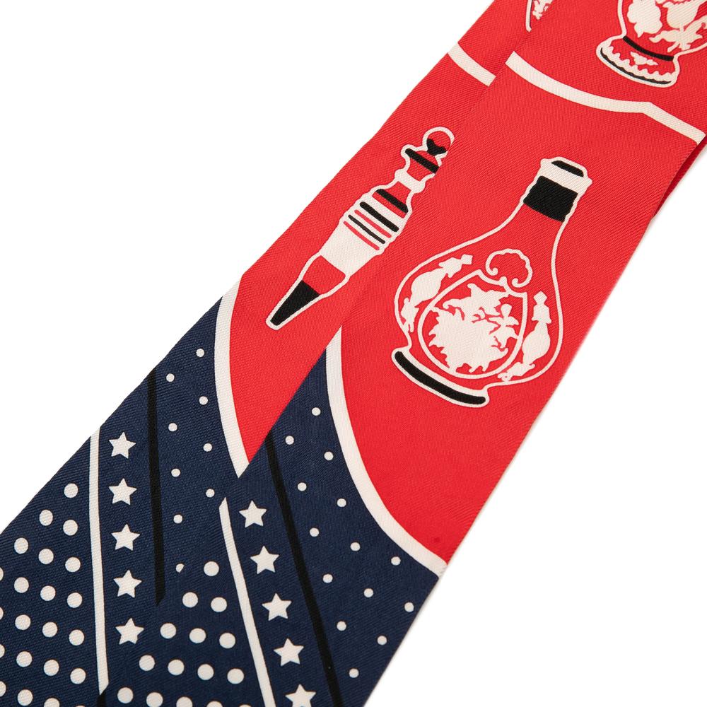 Hermès AB Hermès Red Silk Fabric Les Flacons Bandana Twilly Scarf France