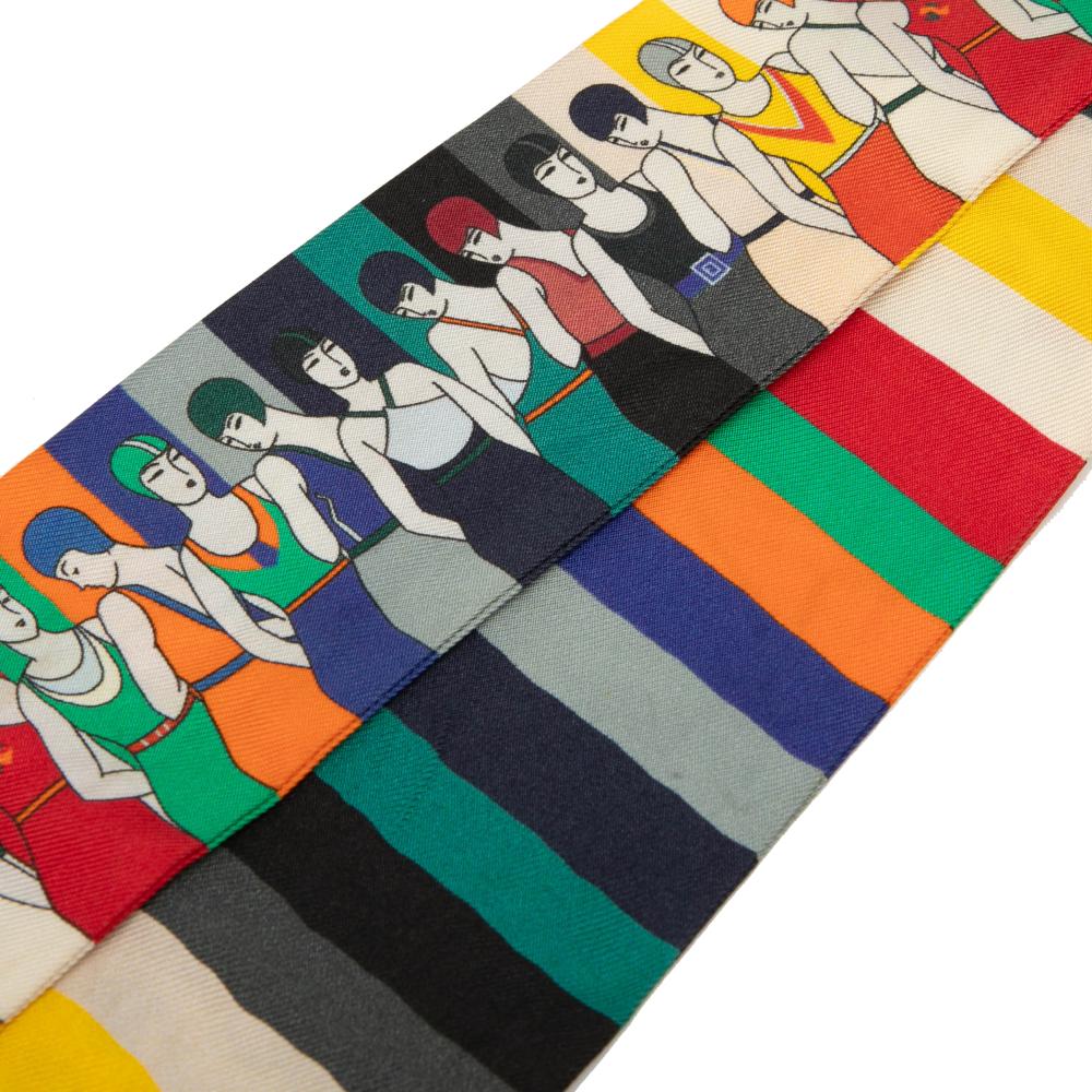 Hermès AB Hermès Multi Silk Fabric Swimmers Twilly Scarf France