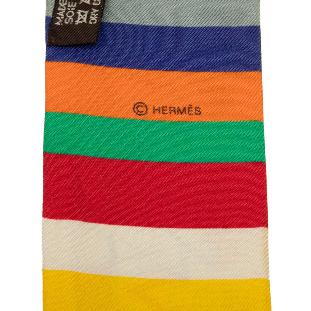 Hermès AB Hermès Multi Silk Fabric Swimmers Twilly Scarf France
