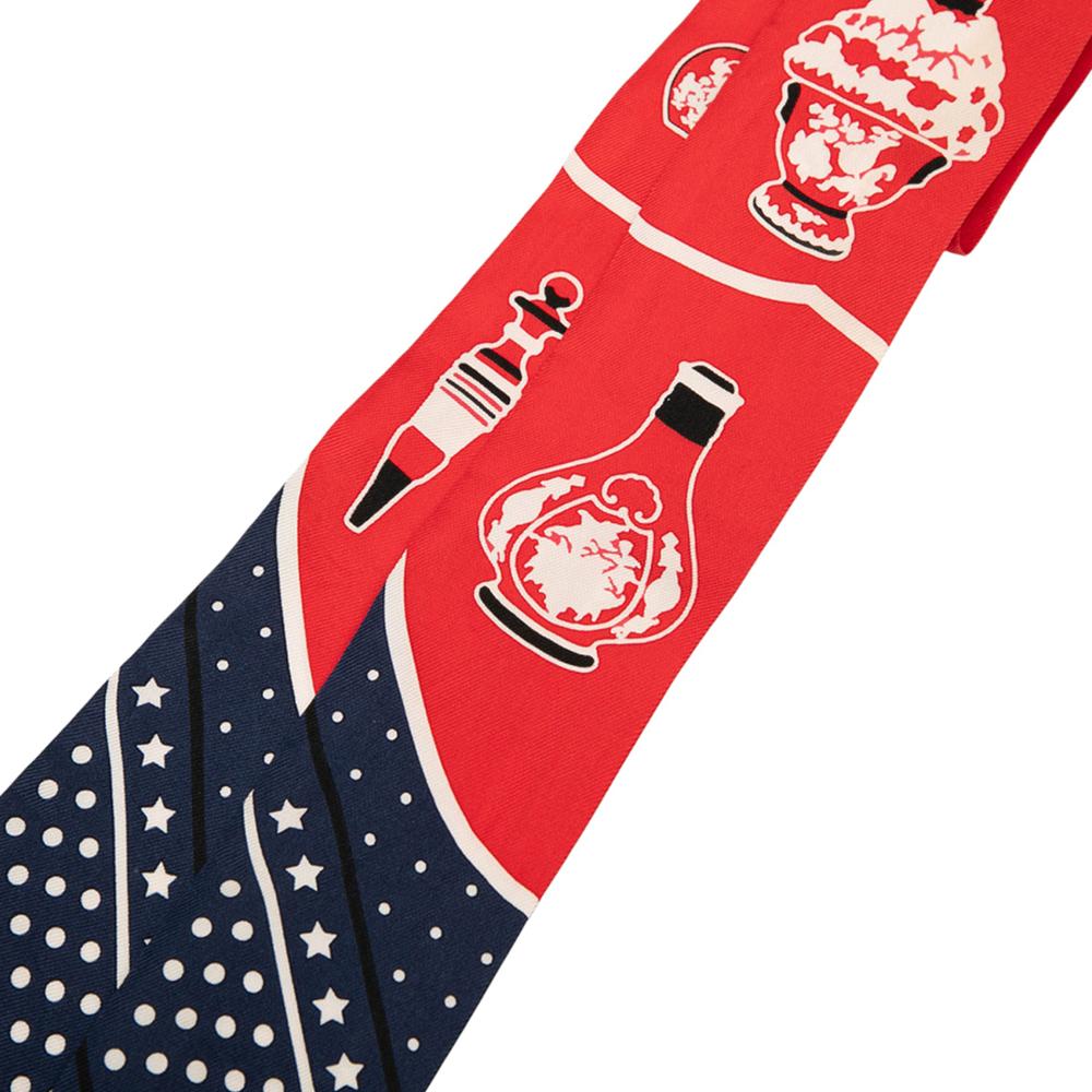 Hermès AB Hermès Red Silk Fabric Les Flacons Bandana Twilly France