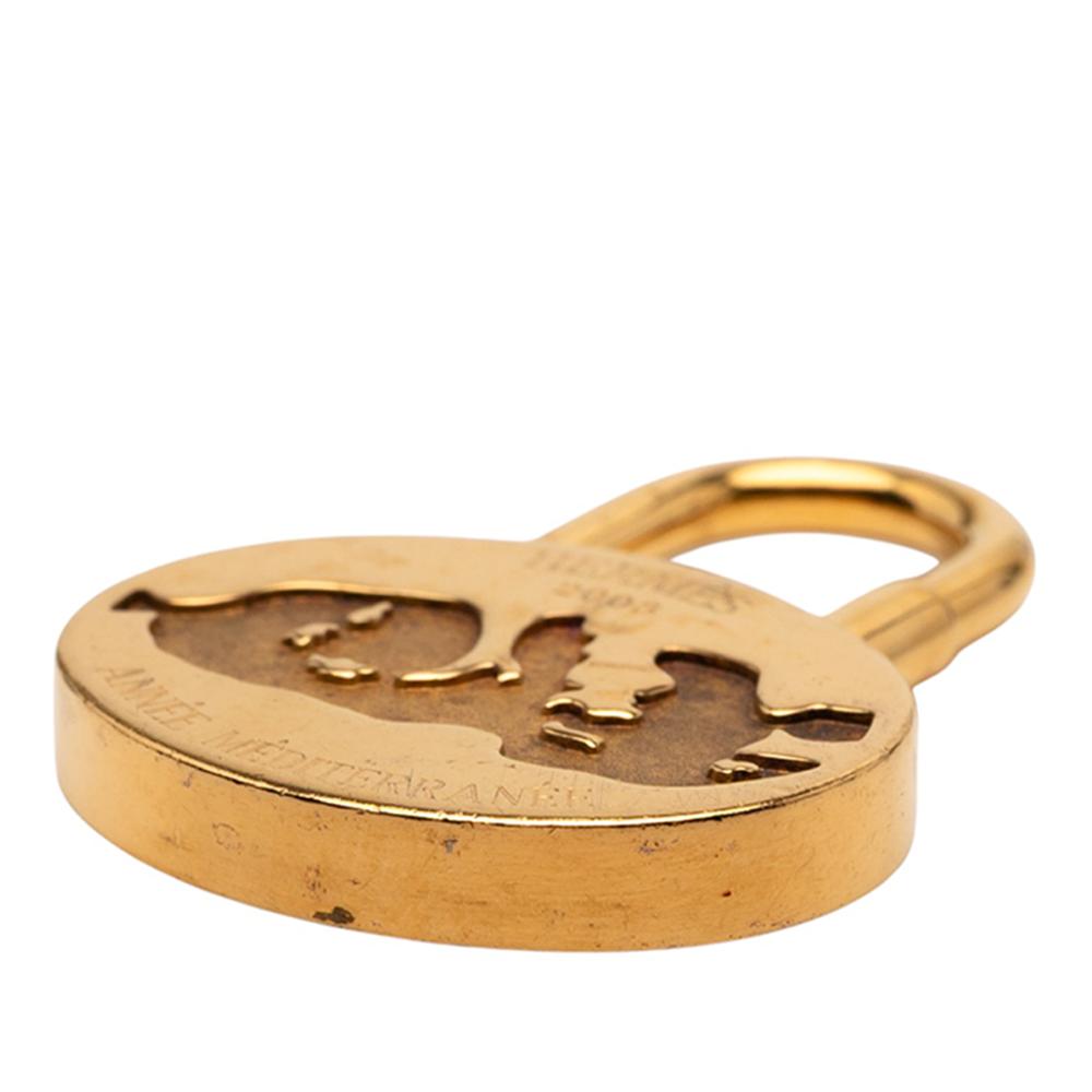 Hermès B Hermès Gold Gold Plated Metal Annee Mediterranee Cadena Bag Charm France