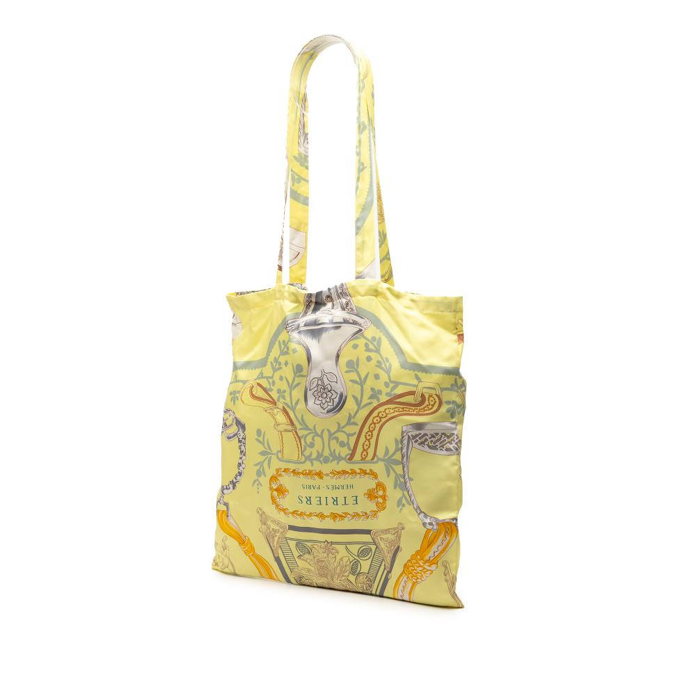Hermès A Hermès Yellow Light Yellow Silk Fabric Etriers So Tote France