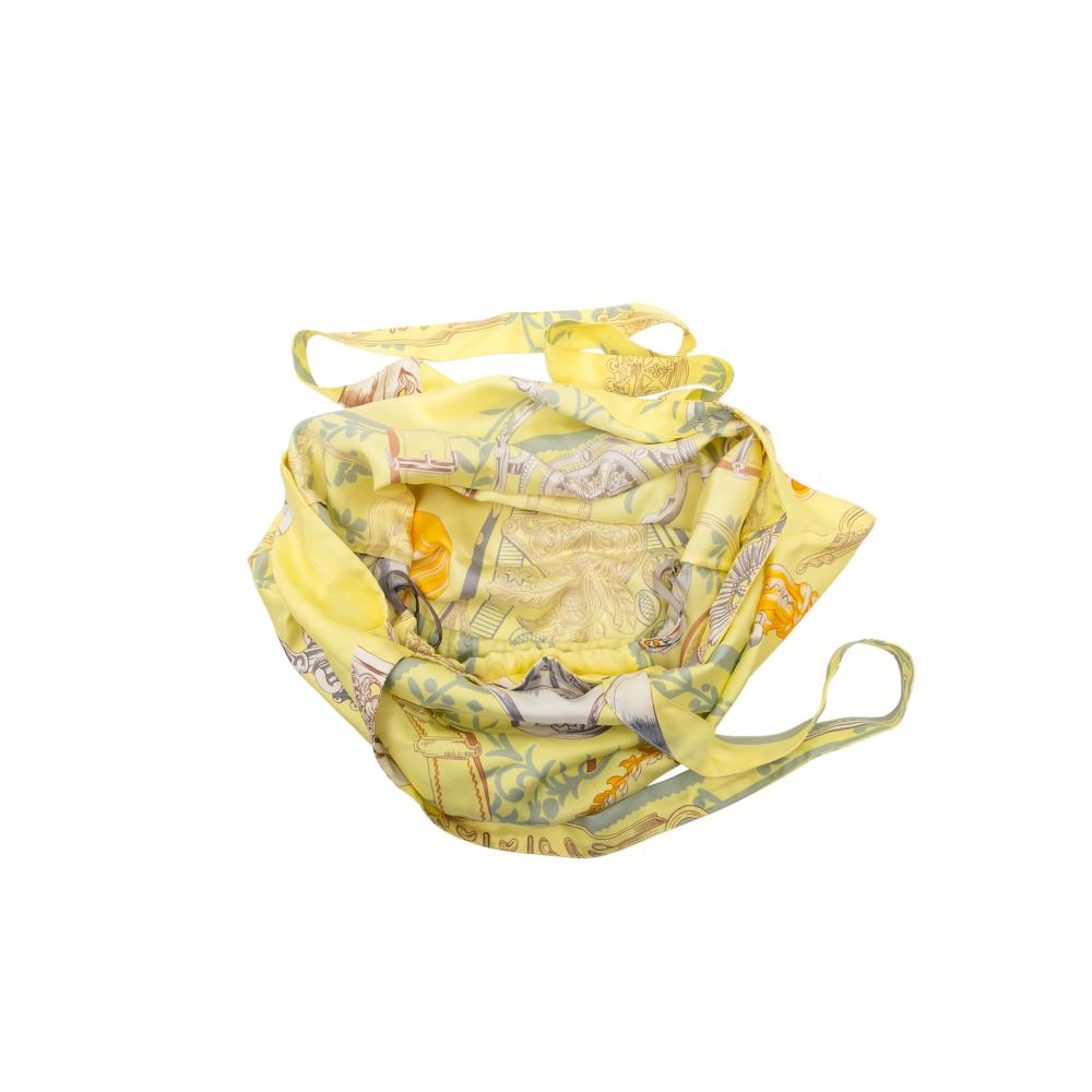 Hermès A Hermès Yellow Light Yellow Silk Fabric Etriers So Tote France