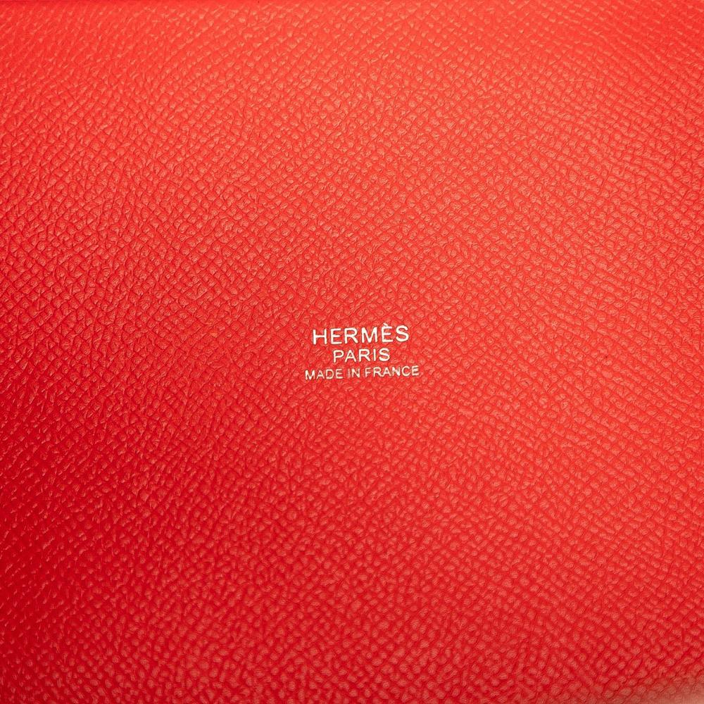 Hermès AB Hermès Red with Blue Light Blue Calf Leather Epsom Tressage Picotin Lock 18 France