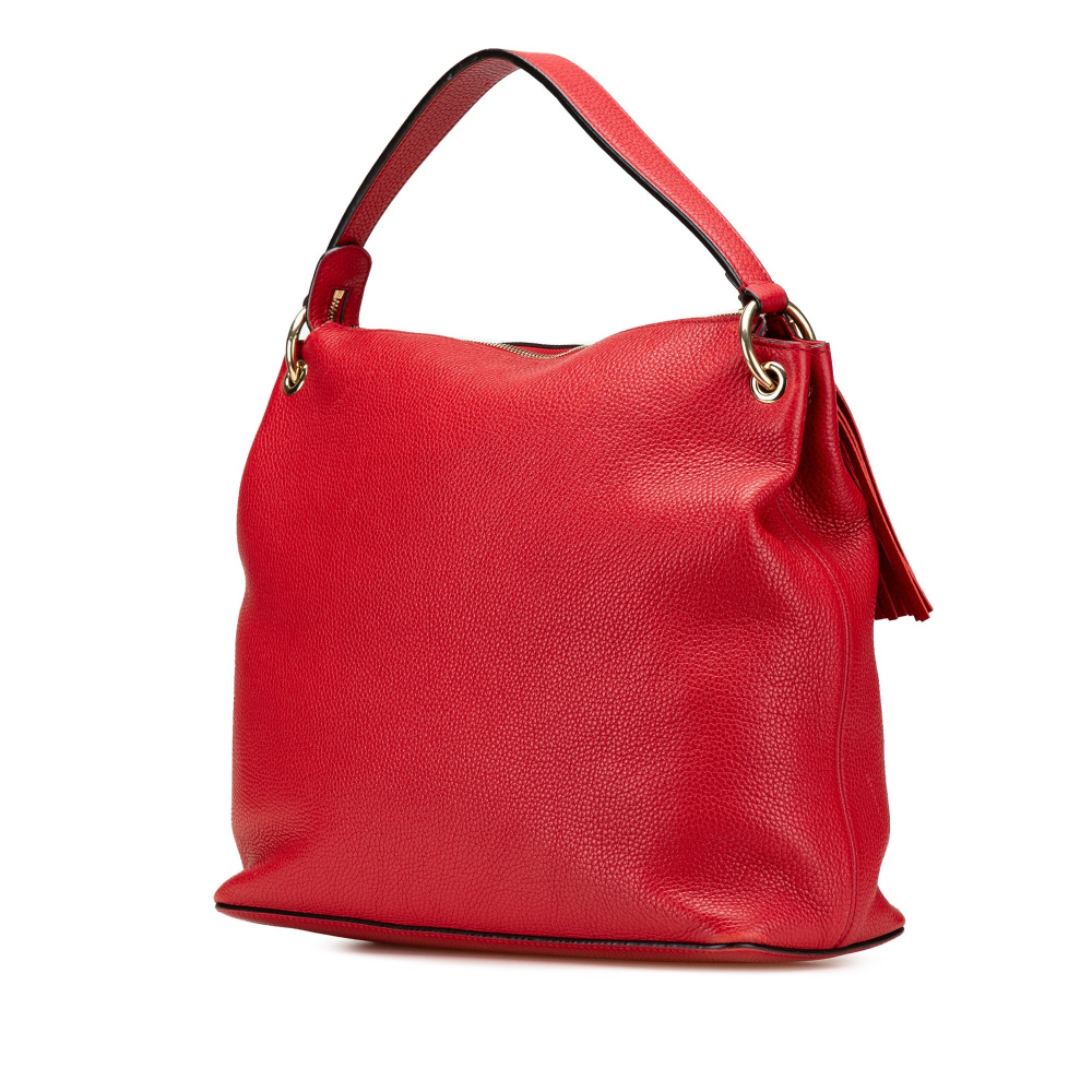 Gucci Soho Zipper Closure Leather 2-Ways Hobo Crossbody Red