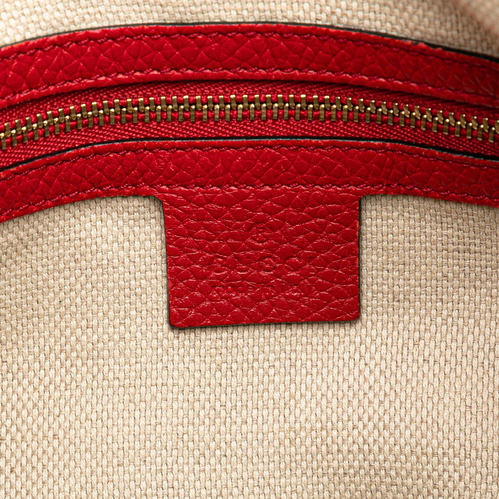 Gucci Soho Zipper Closure Leather 2-Ways Hobo Crossbody Red