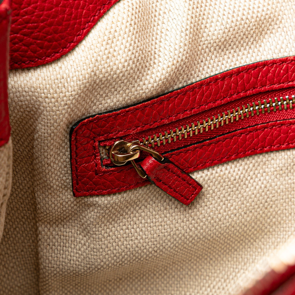 Gucci Soho Zipper Closure Leather 2-Ways Hobo Crossbody Red