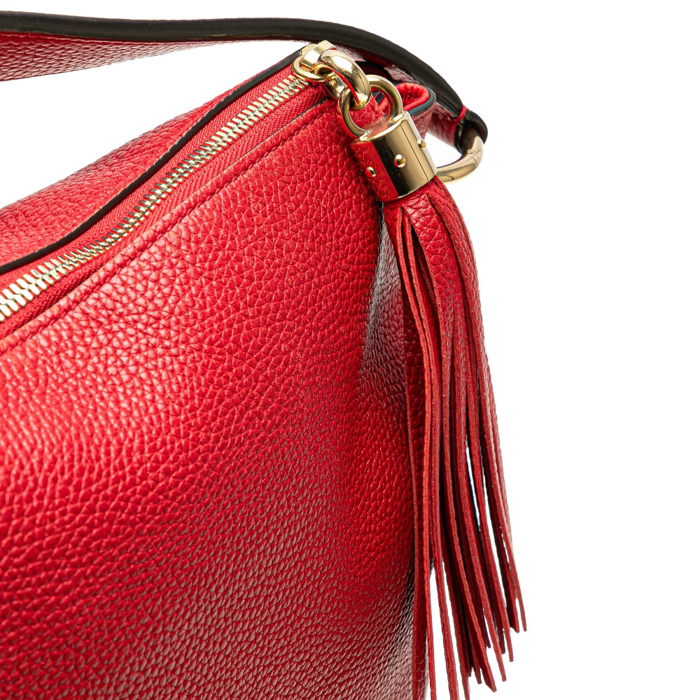Gucci Soho Zipper Closure Leather 2-Ways Hobo Crossbody Red
