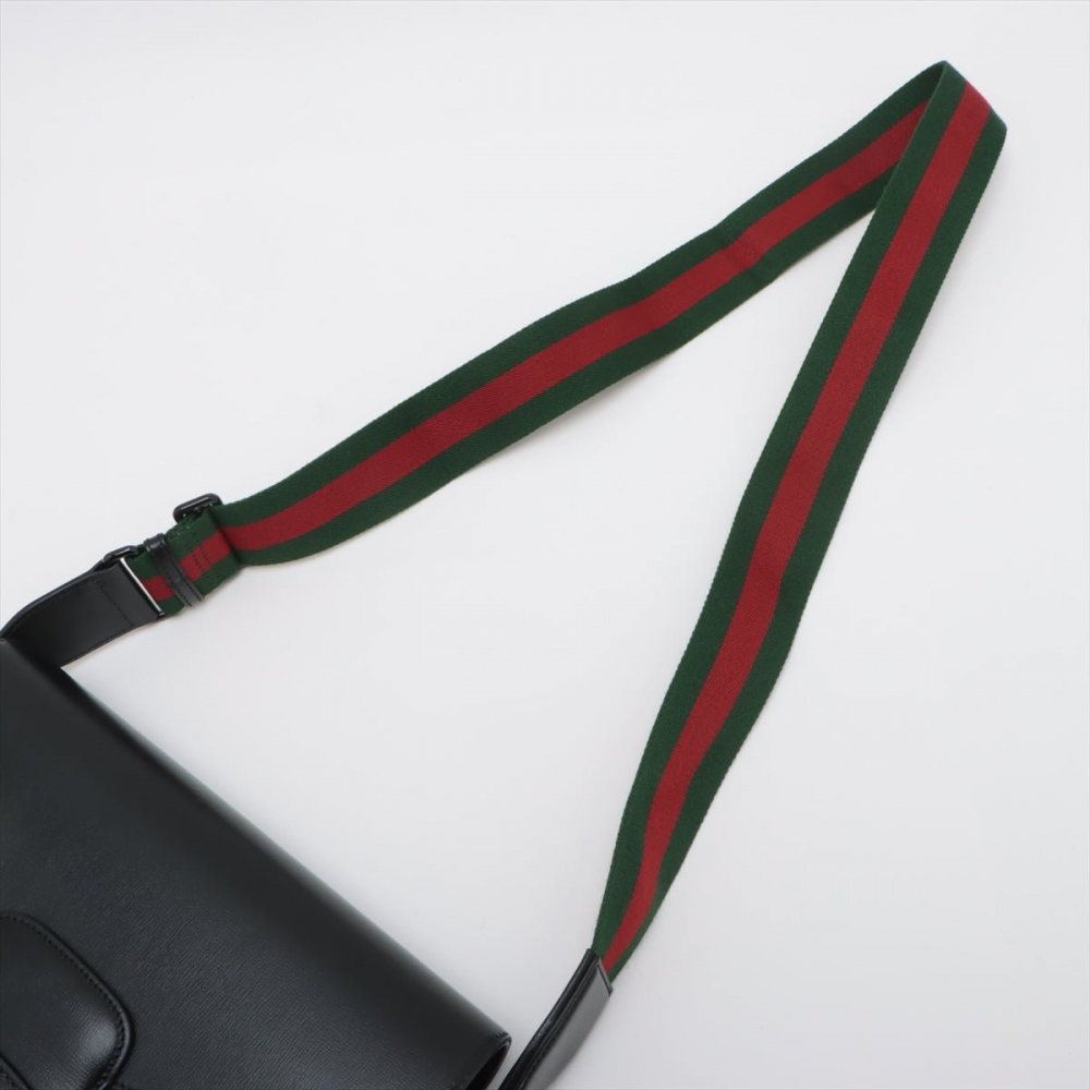 Gucci Horsebit 1955 Leather 2-Ways Messenger Shoulder Bag Black