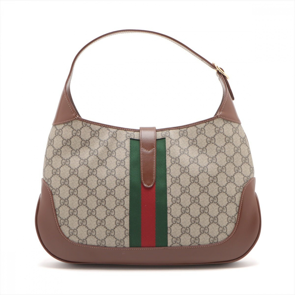 Gucci Jackie 1961 Medium Striped Canvas Hobo Shoulder Bag GG Supreme