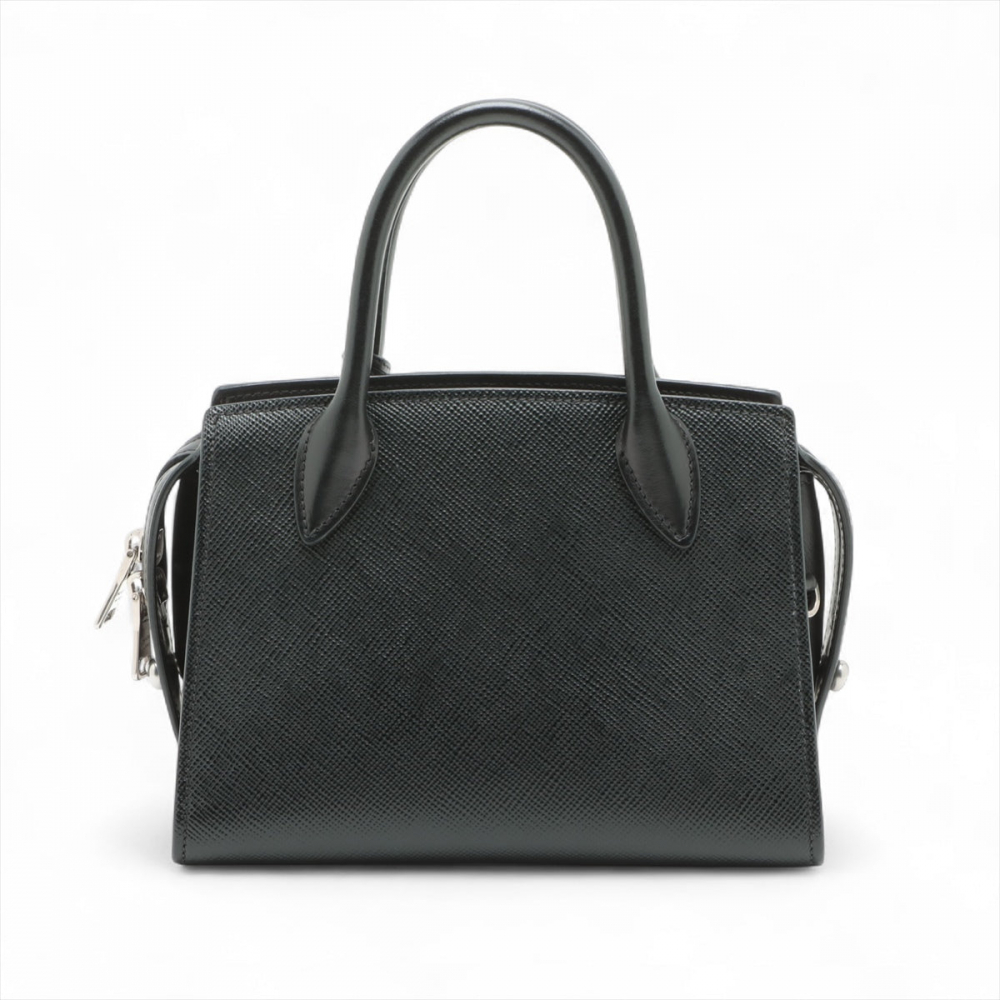 Prada Monochrome Mini Saffiano Leather Tote Handbag Black
