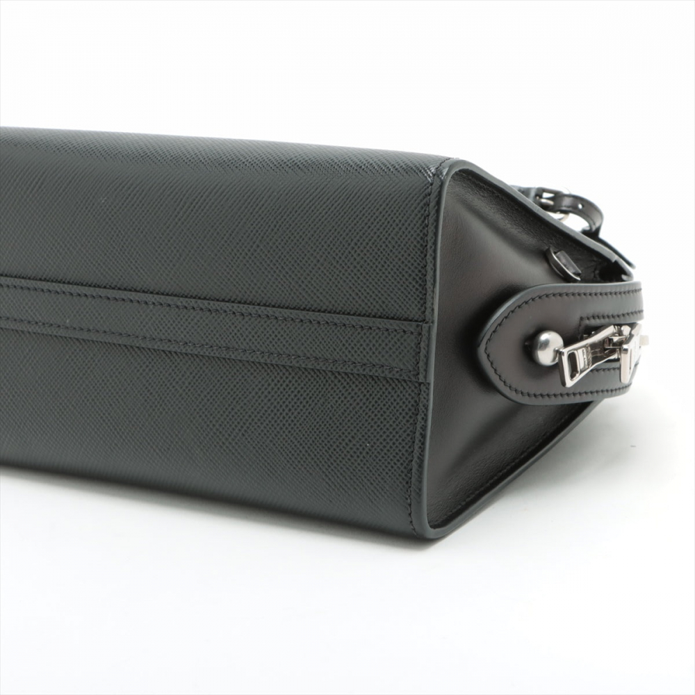 Prada Monochrome Mini Saffiano Leather Tote Handbag Black