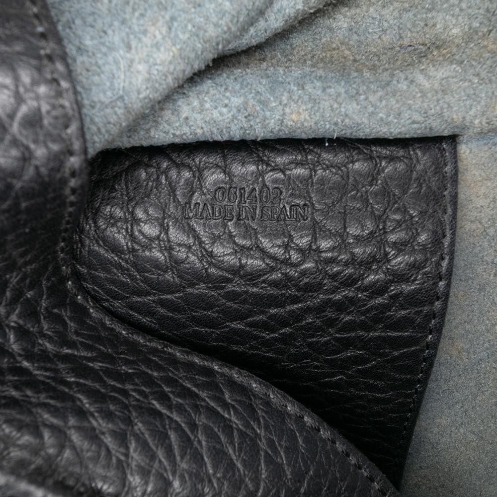 Loewe B LOEWE Black Calf Leather Pebbled skin Anagram Ines Flap Crossbody Spain