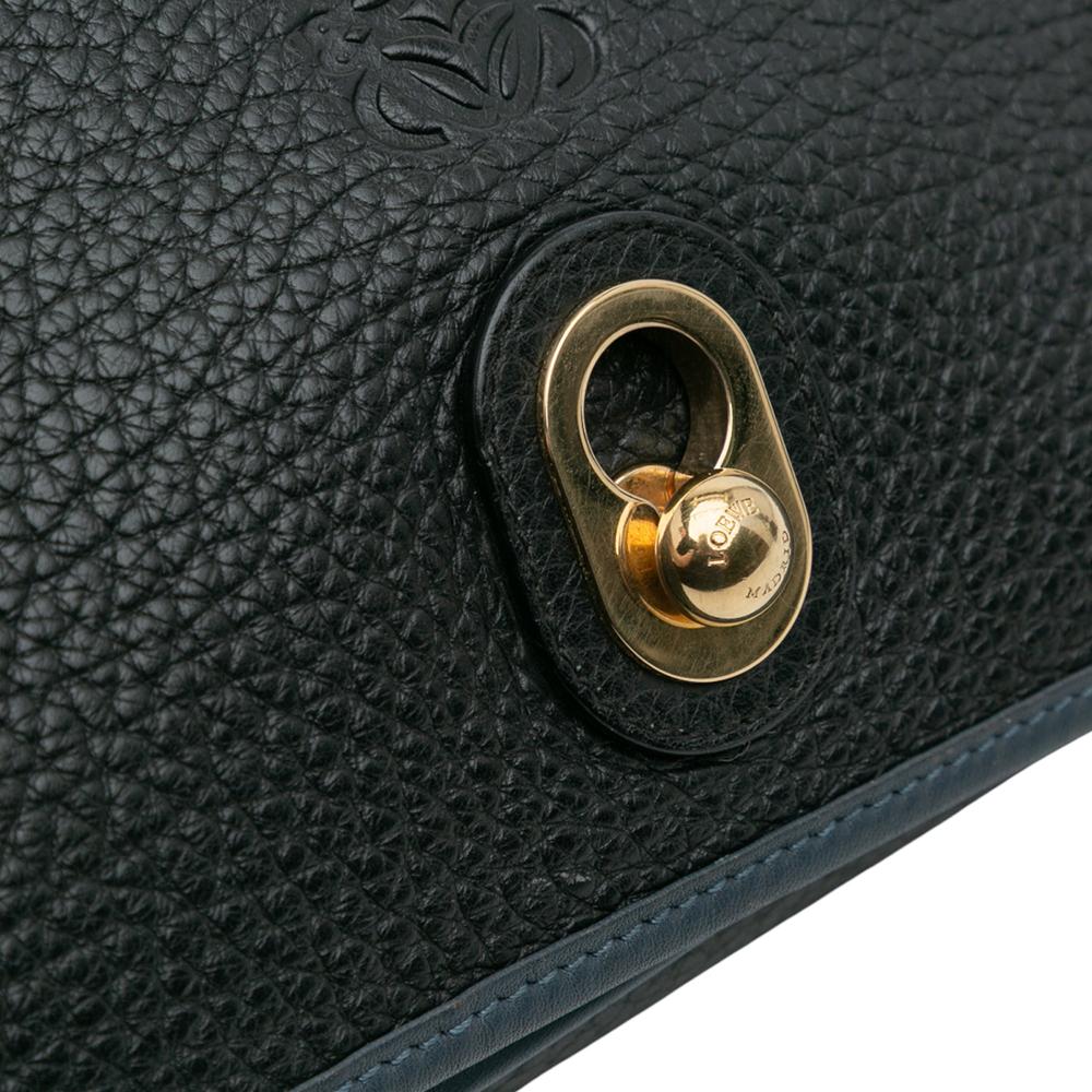 Loewe B LOEWE Black Calf Leather Pebbled skin Anagram Ines Flap Crossbody Spain