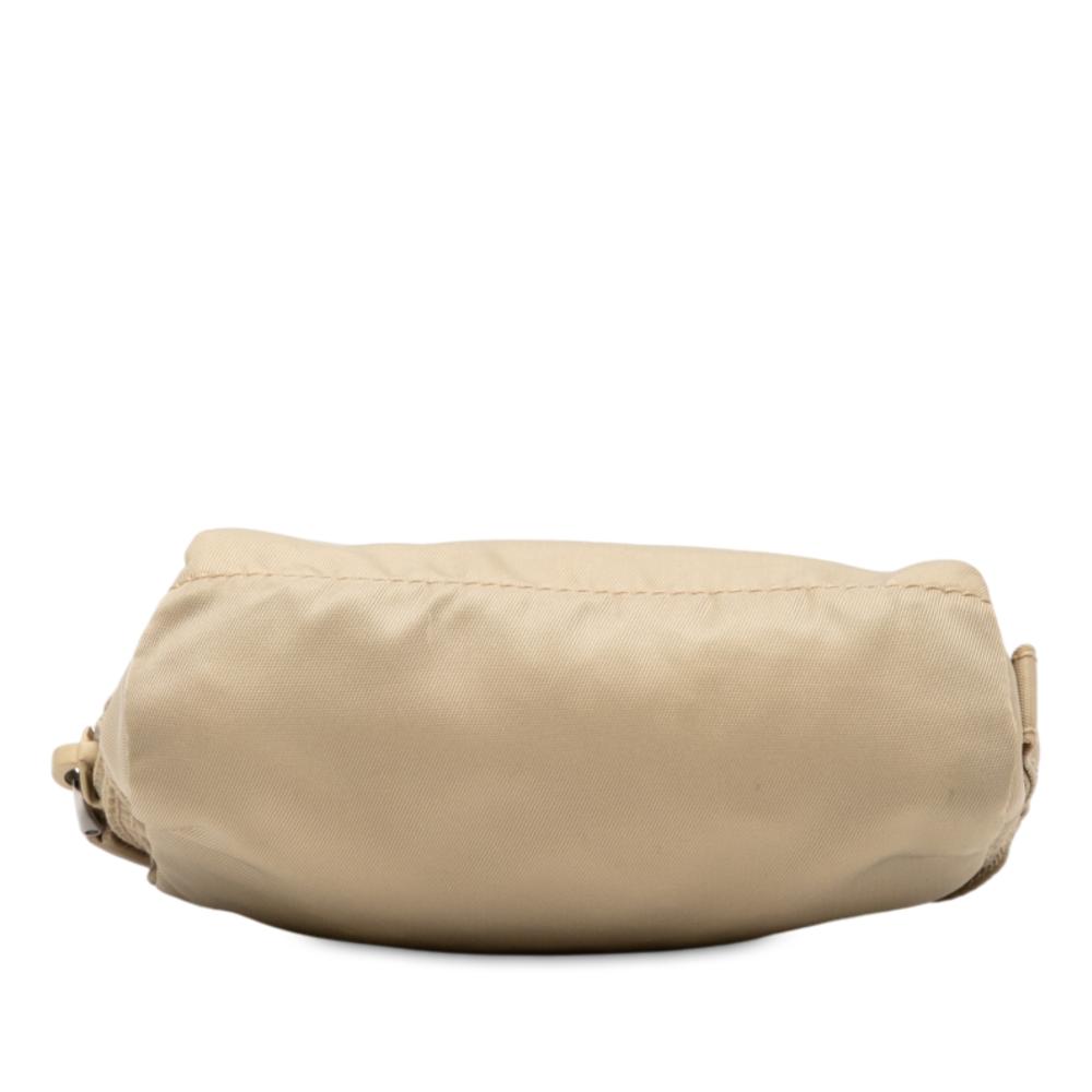 Prada AB Prada Brown Beige Nylon Fabric Tessuto Cosmetic Pouch Italy