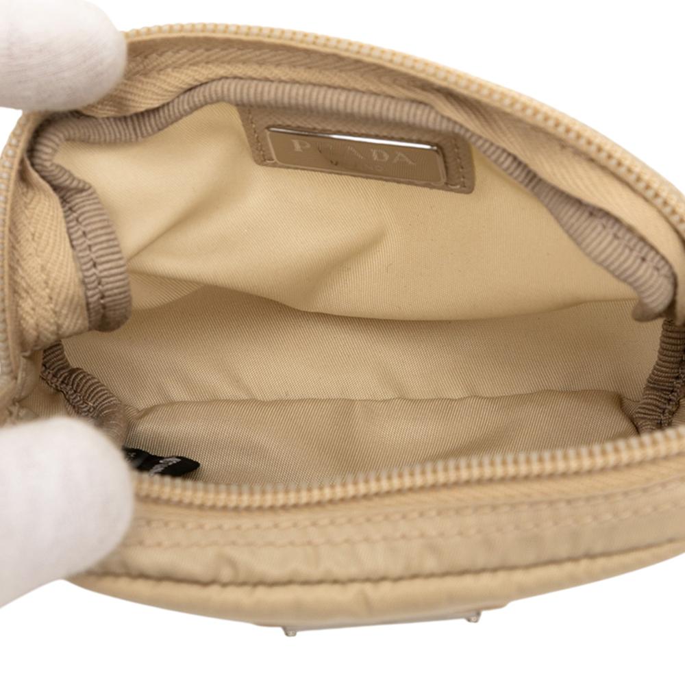 Prada AB Prada Brown Beige Nylon Fabric Tessuto Cosmetic Pouch Italy