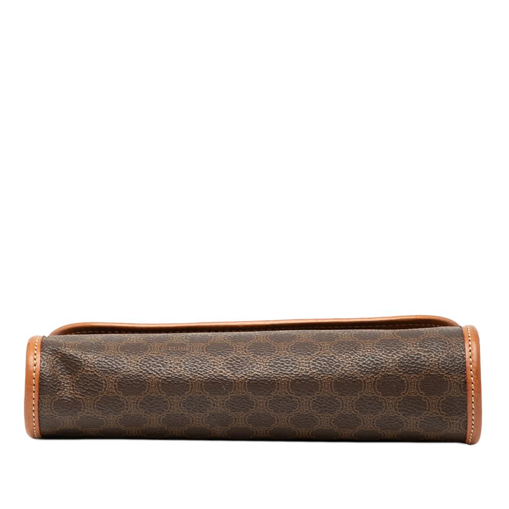 Celine B Celine Brown Coated Canvas Fabric Macadam Clutch Italy