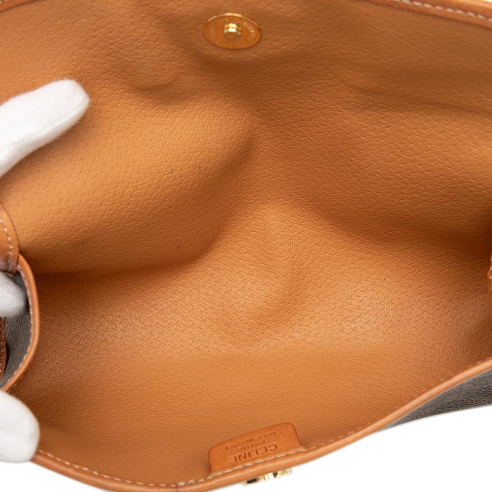 Celine B Celine Brown Coated Canvas Fabric Macadam Clutch Italy