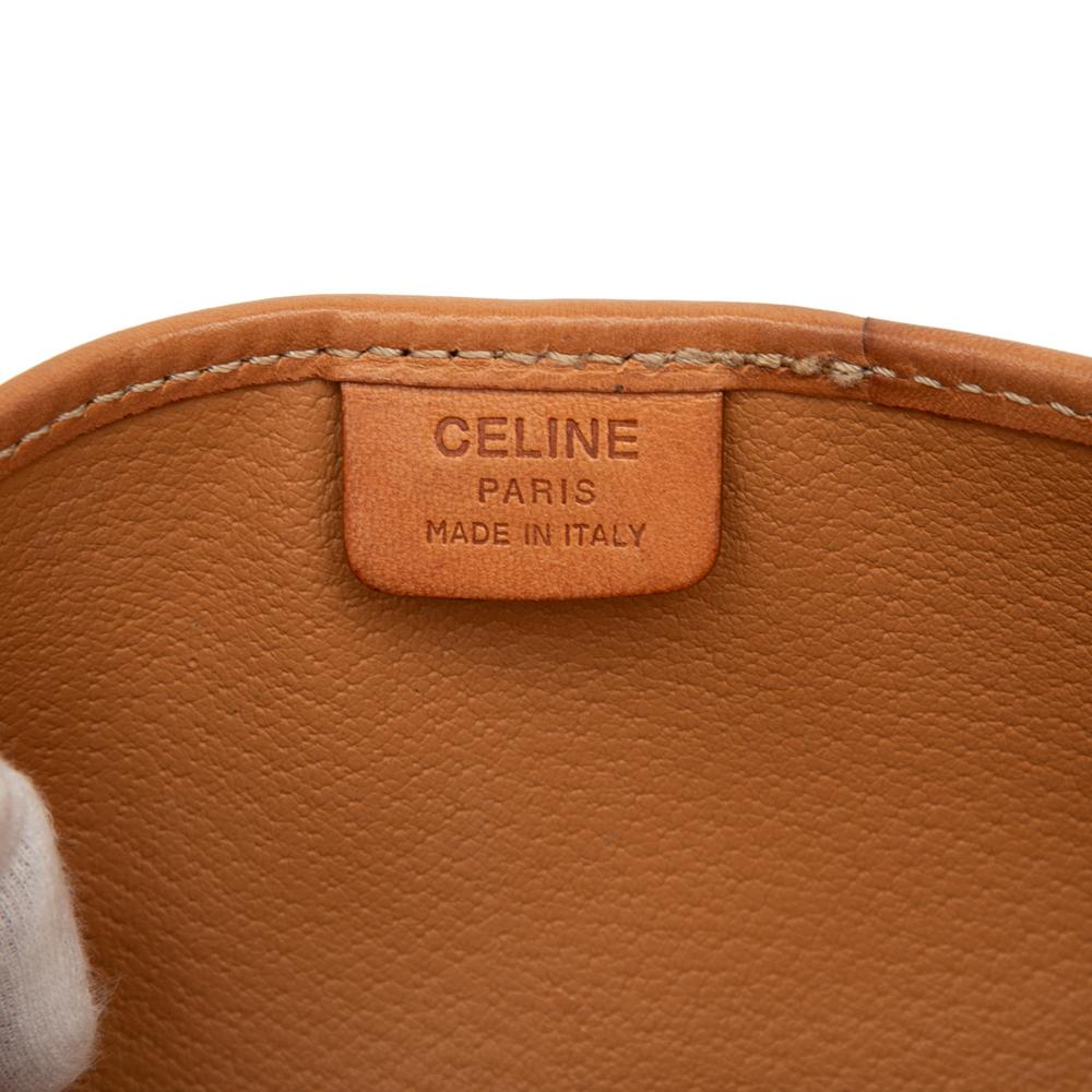 Celine B Celine Brown Coated Canvas Fabric Macadam Clutch Italy