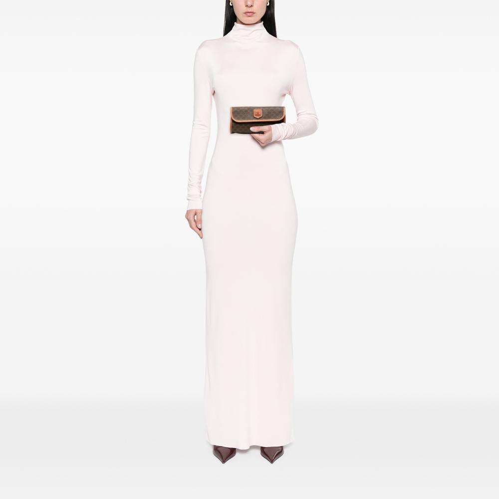 Celine B Celine Brown Coated Canvas Fabric Macadam Clutch Italy