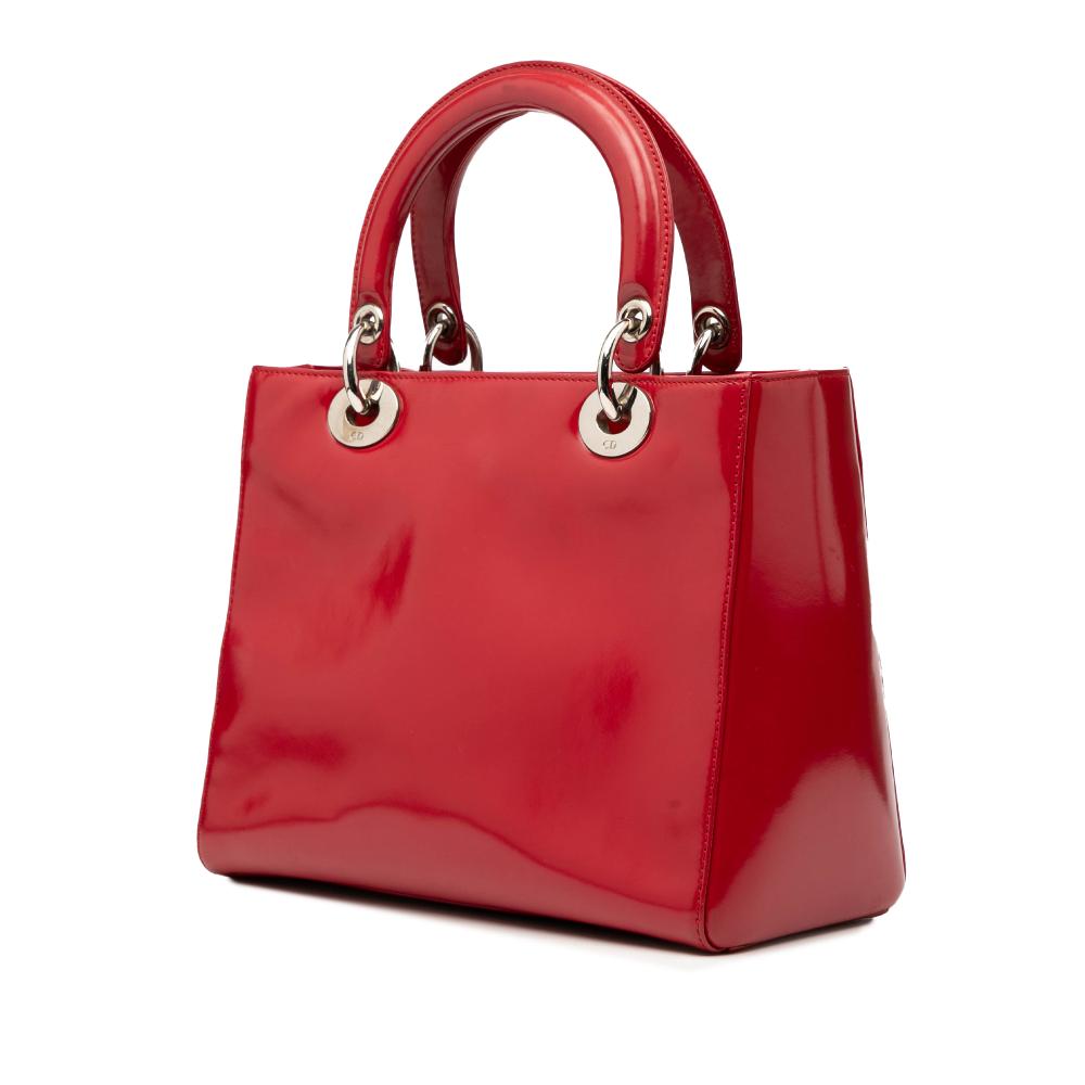Christian Dior B Dior Red Patent Leather Leather Medium Patent Lady Dior Italy