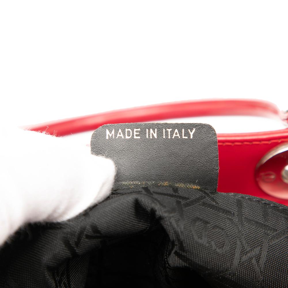 Christian Dior B Dior Red Patent Leather Leather Medium Patent Lady Dior Italy