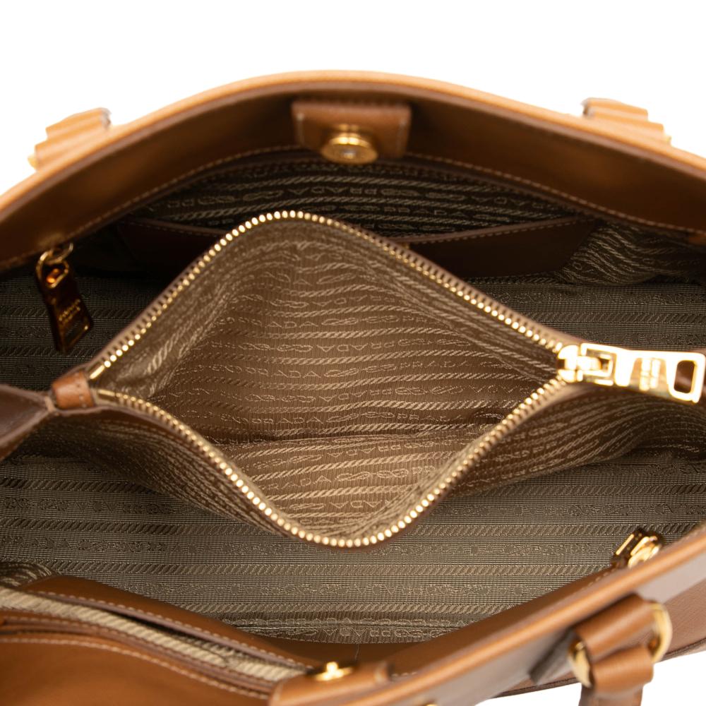Prada B Prada Brown Saffiano Leather Medium Lux Open Promenade Satchel Italy