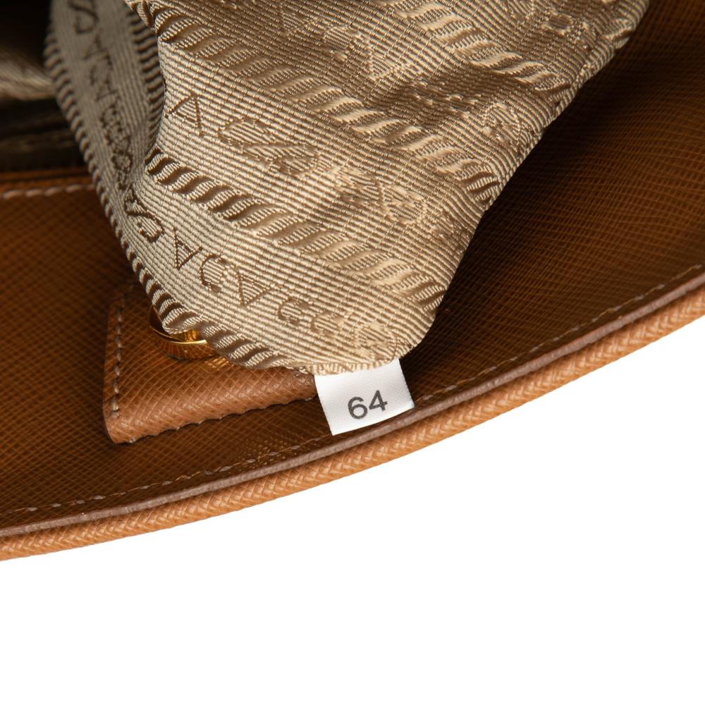 Prada B Prada Brown Saffiano Leather Medium Lux Open Promenade Satchel Italy