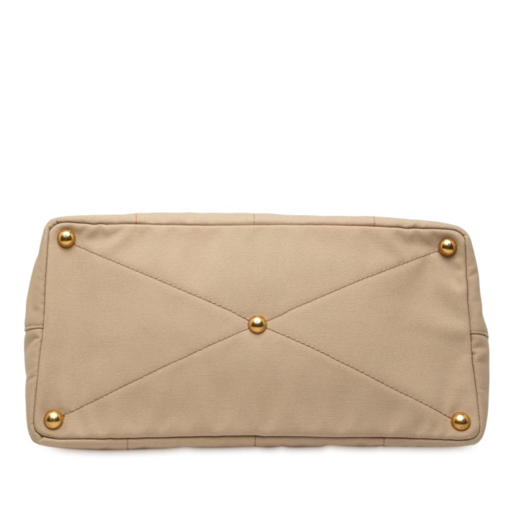 Prada B Prada Brown Beige Canvas Fabric Canapa Tote Italy
