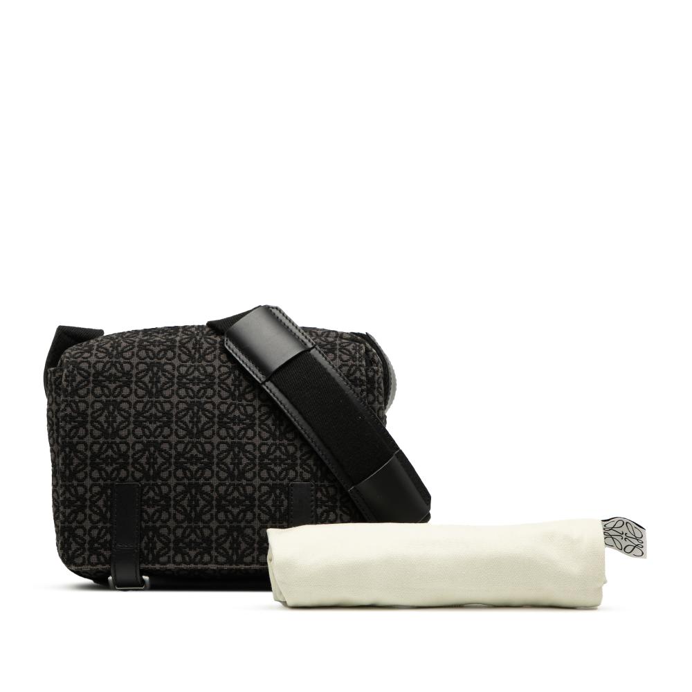Loewe B LOEWE Black Canvas Fabric XS Anagram Military Messenger Bag Portugal