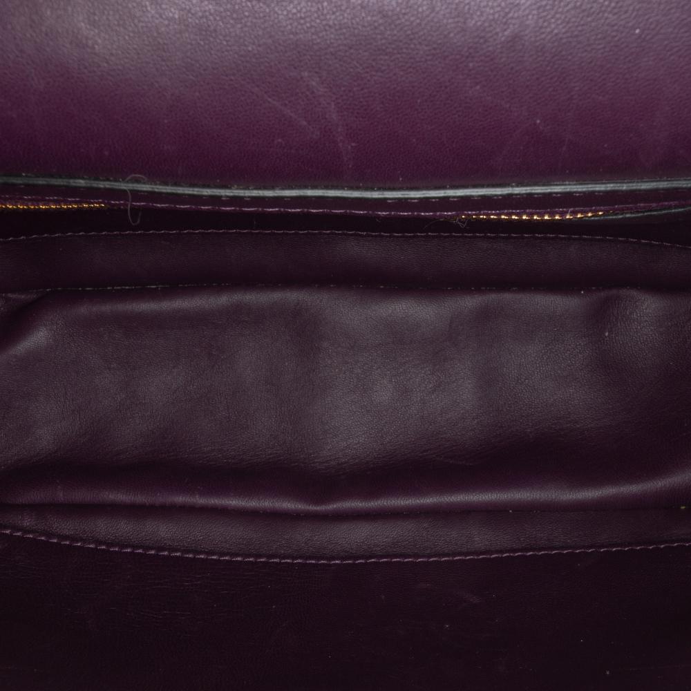 Valentino B Valentino Purple Magenta Knit Fabric Large Roman Stud Satchel Italy