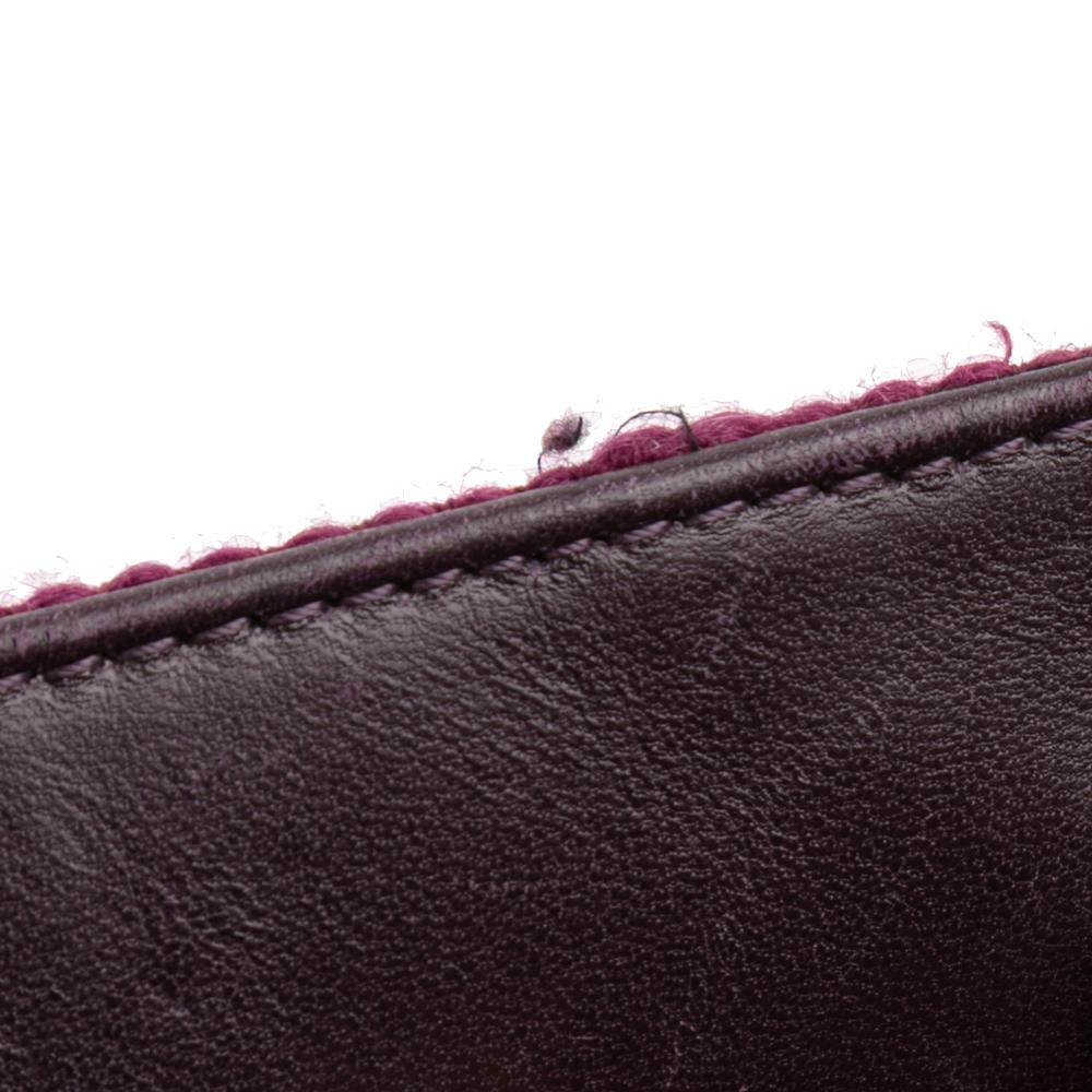 Valentino B Valentino Purple Magenta Knit Fabric Large Roman Stud Satchel Italy