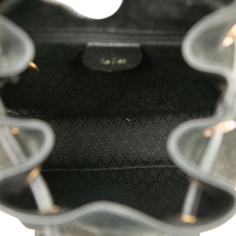 Gucci B Gucci Black Suede Leather Bamboo Drawstring Backpack Italy