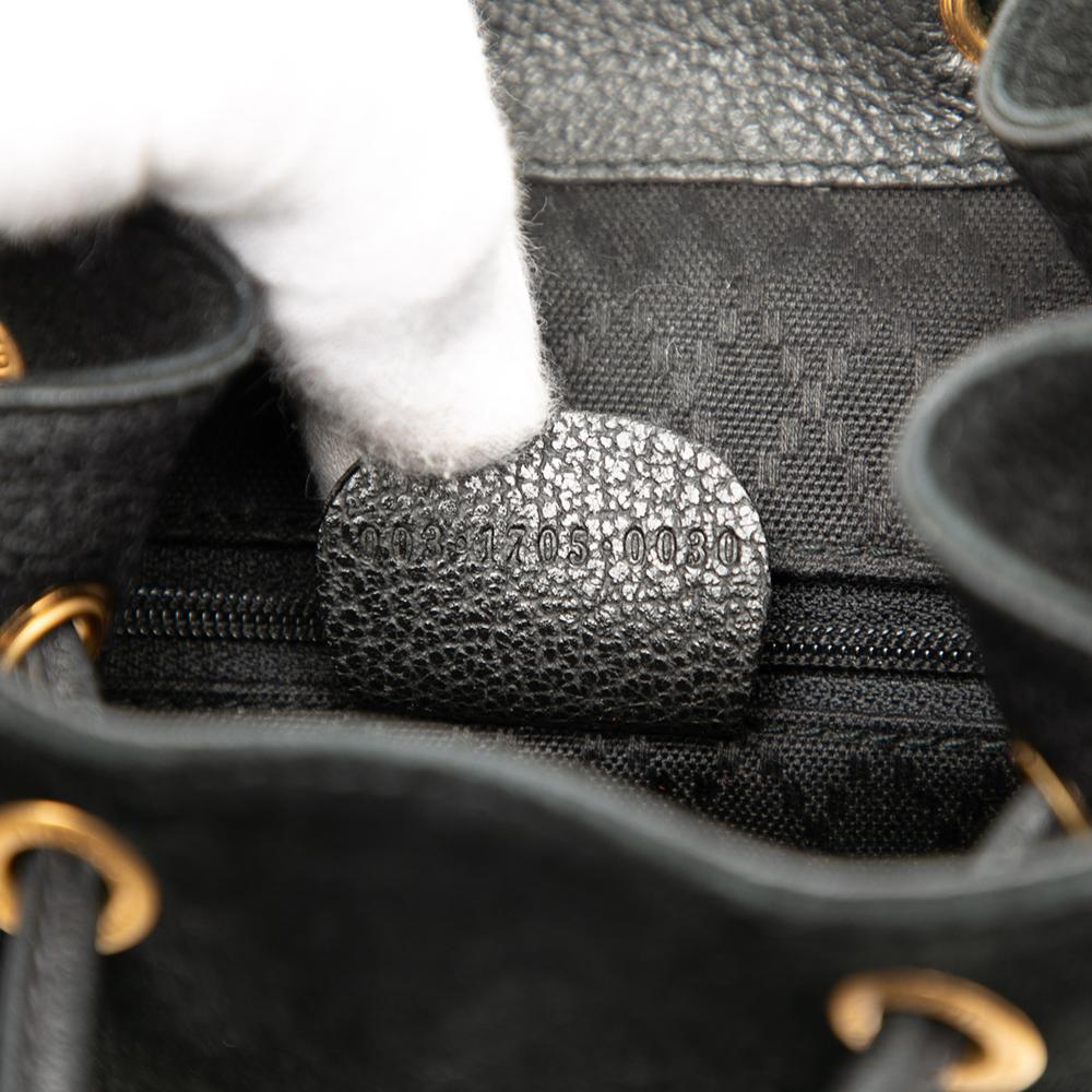 Gucci B Gucci Black Suede Leather Bamboo Drawstring Backpack Italy