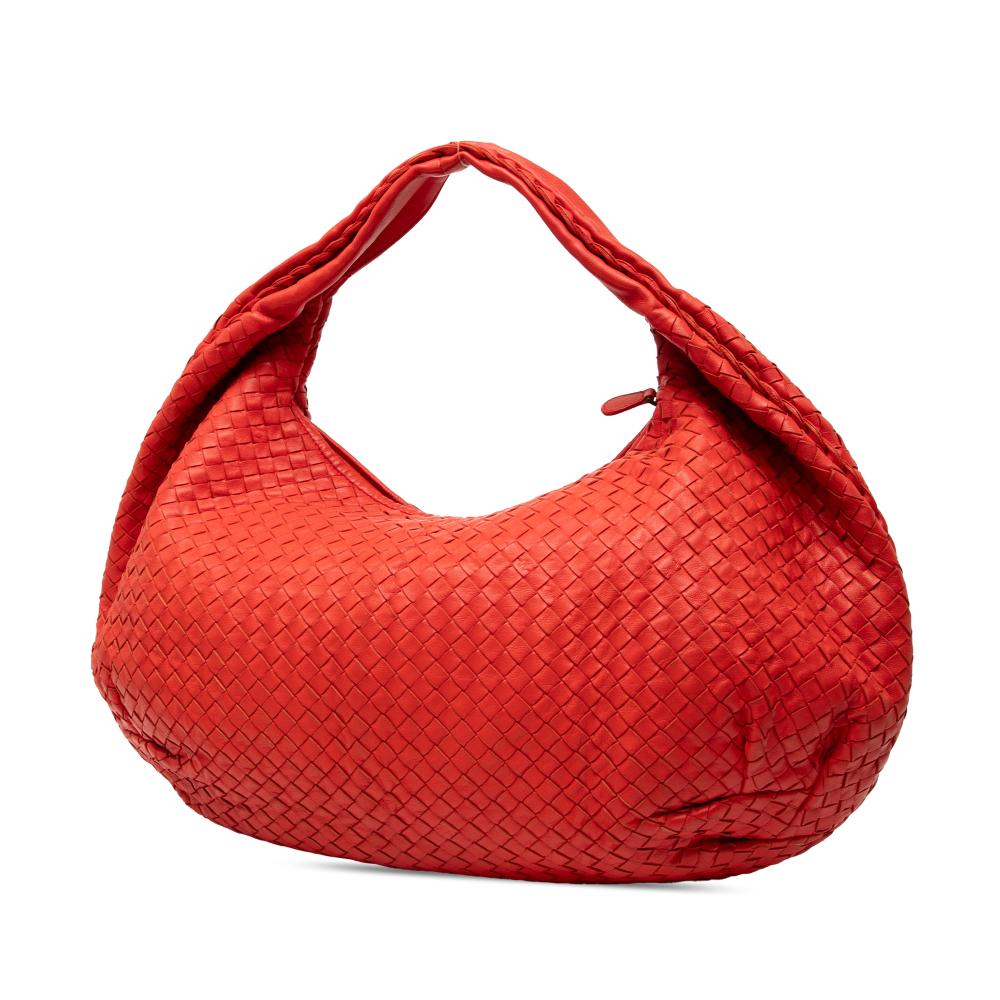 Bottega Veneta B Bottega Veneta Red Nappa Leather Leather Large Nappa Intrecciato Belly Hobo Italy