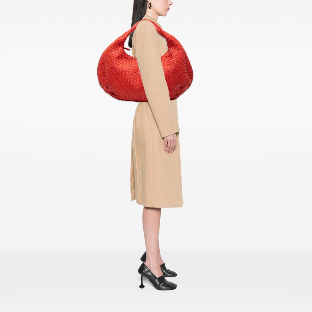 Bottega Veneta B Bottega Veneta Red Nappa Leather Leather Large Nappa Intrecciato Belly Hobo Italy