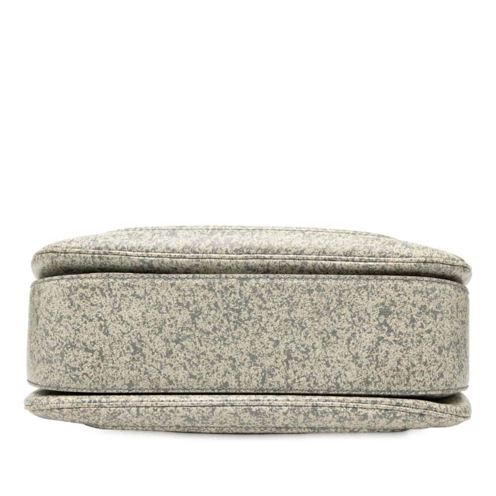 Gucci B Gucci Gray Calf Leather Large Speckled New Bamboo Top Handle Bag Italy