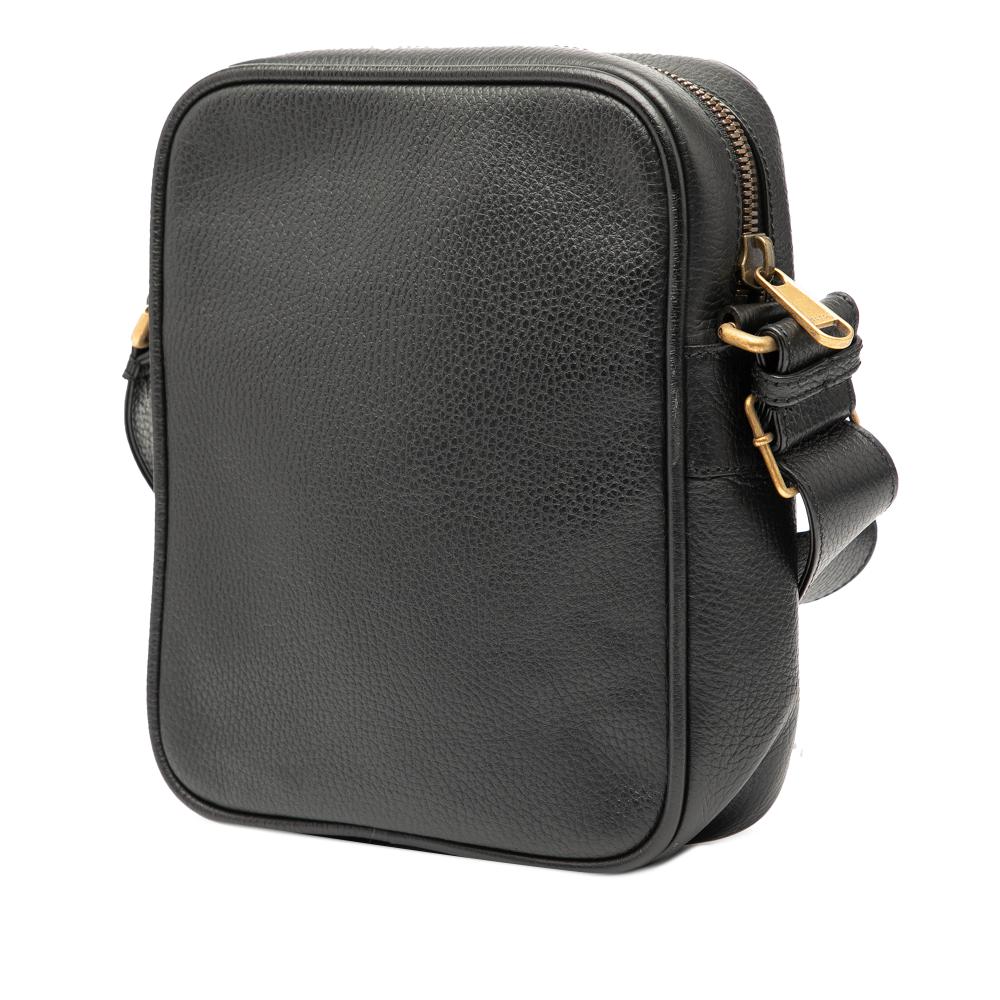 Gucci AB Gucci Black Calf Leather Grained skin Logo Crossbody Italy