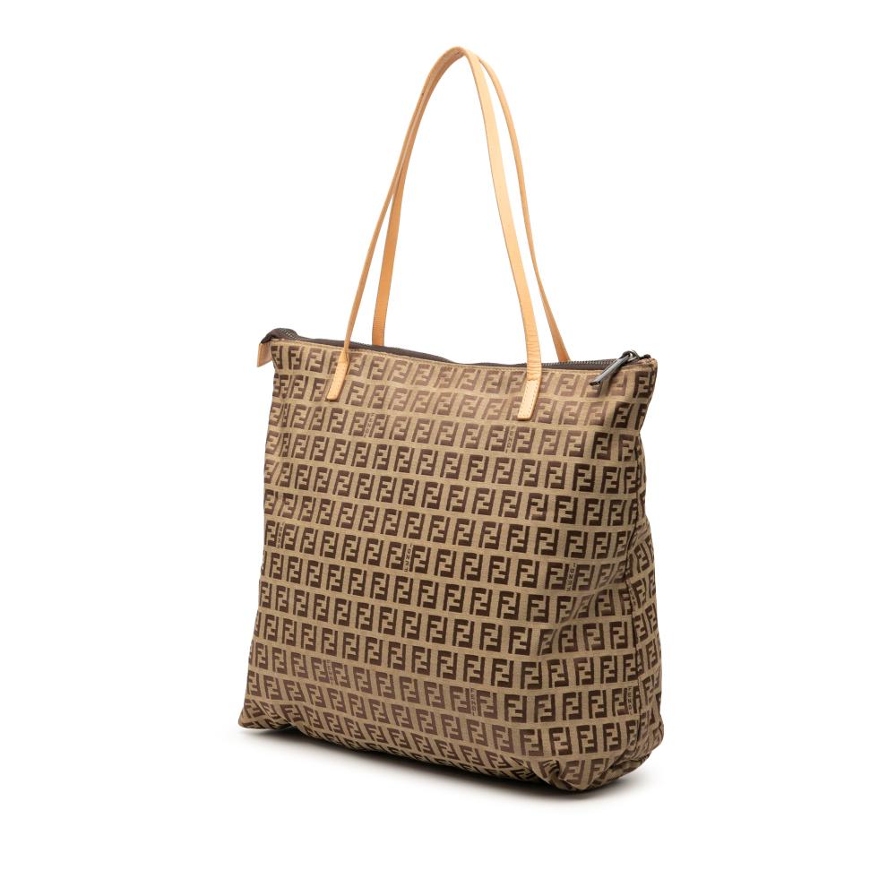 Fendi B Fendi Brown Light Brown Canvas Fabric Zucchino Tote Italy