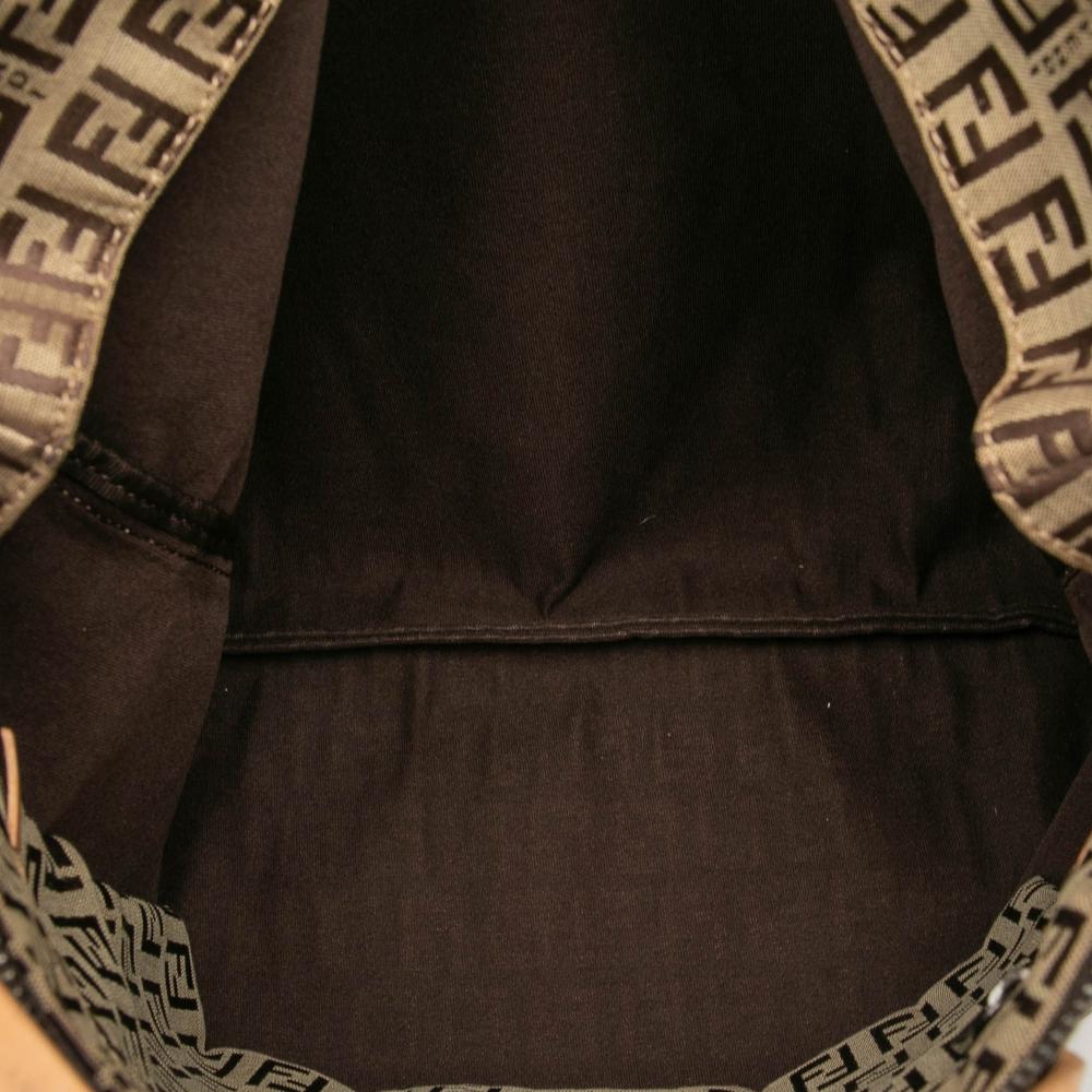 Fendi B Fendi Brown Light Brown Canvas Fabric Zucchino Tote Italy
